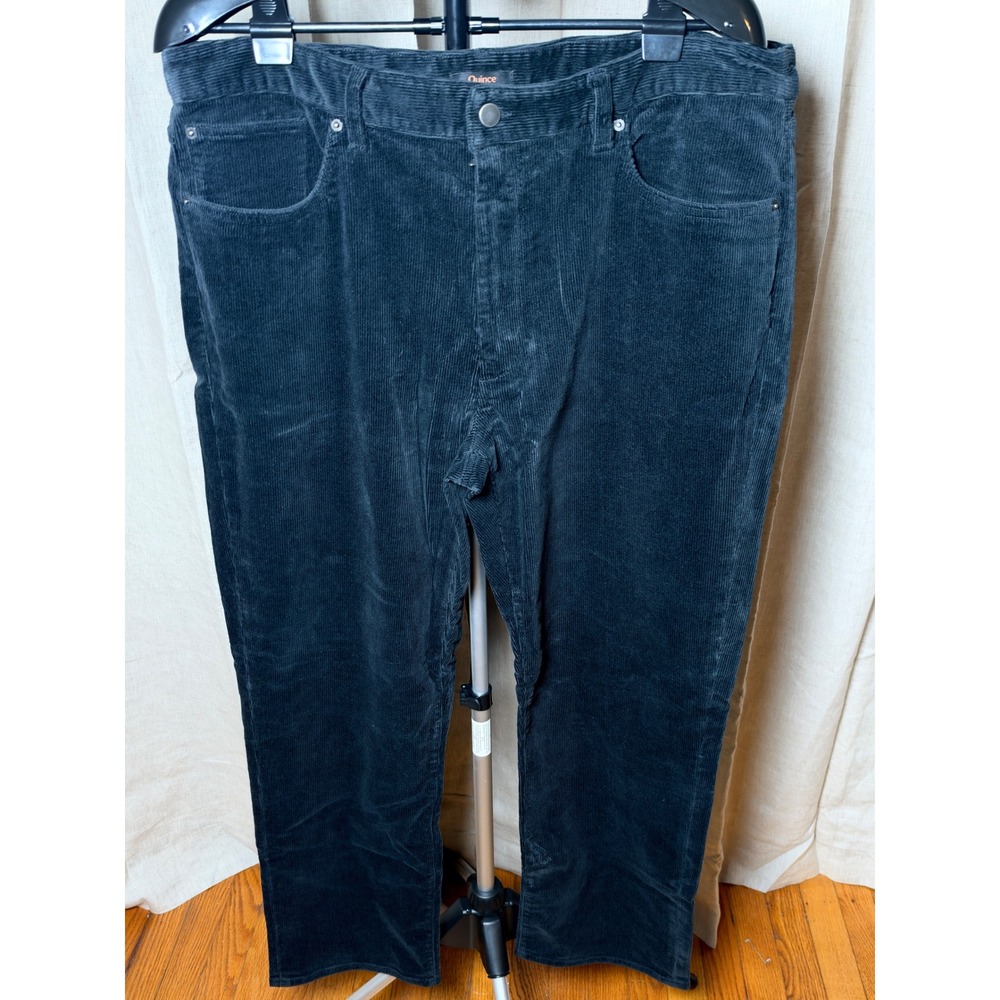 Quince Organic Stretch Corduroy 5 Pocket Pants Men's 38x32 Black Straight Leg